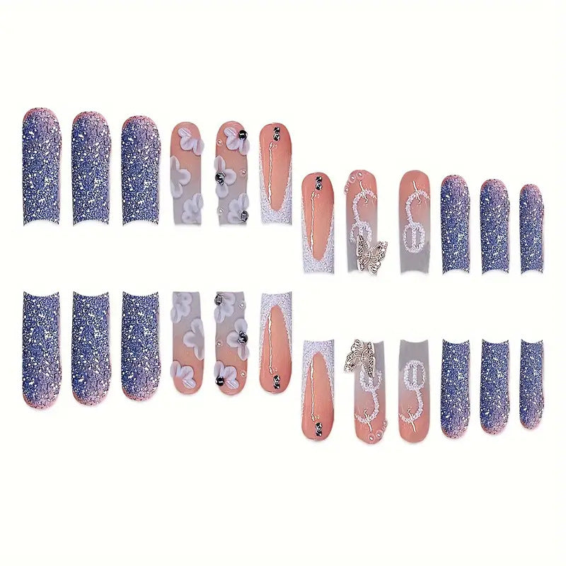 Decorative 3D Floral Press-On Nail Art Stornfield