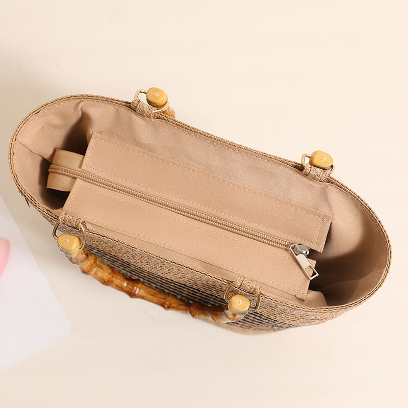 Elegant Bast bag with bamboo handles Stornfield