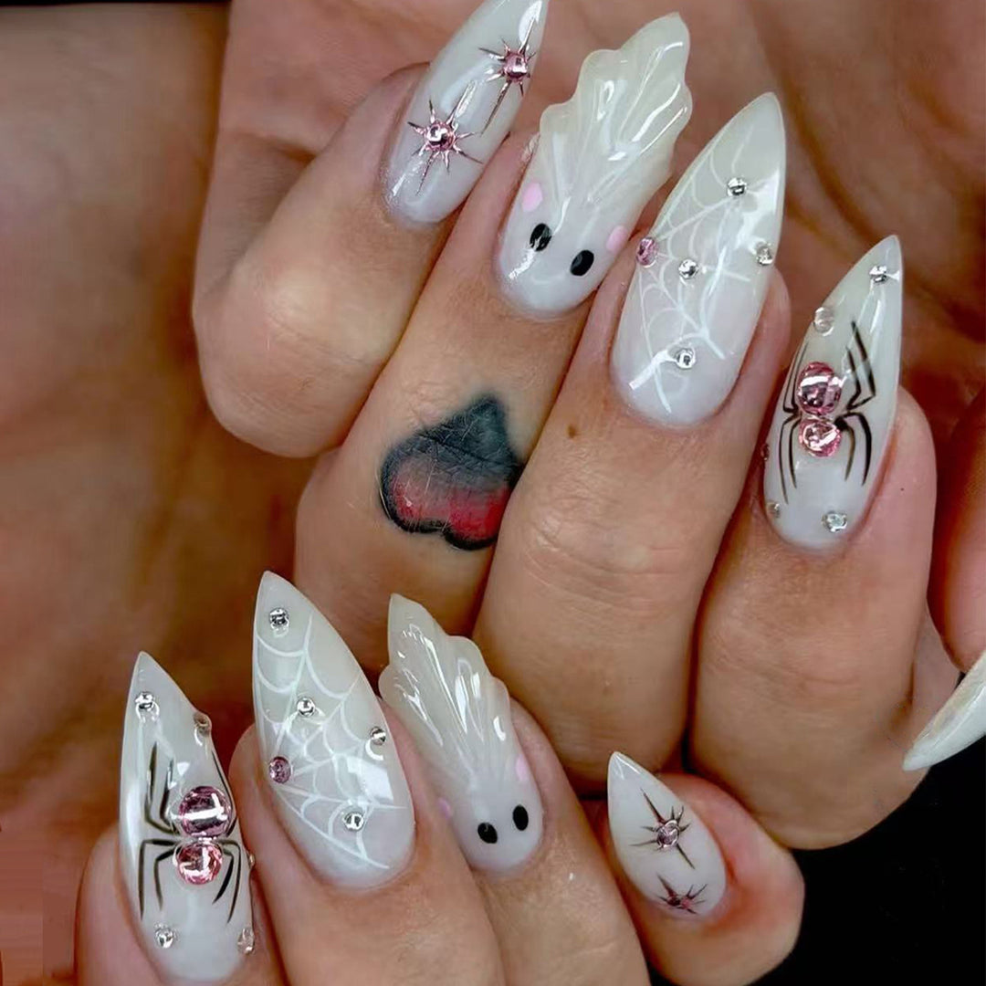 Artistic nail set with stainless steel applications Stornfield