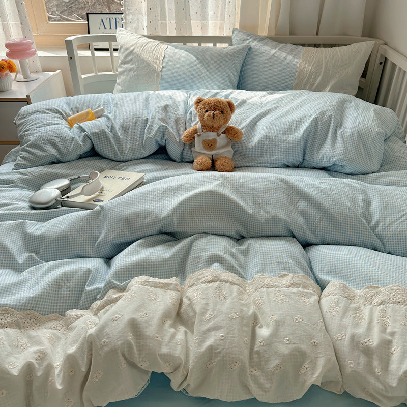 Embroidered Floral Duvet Cover Set