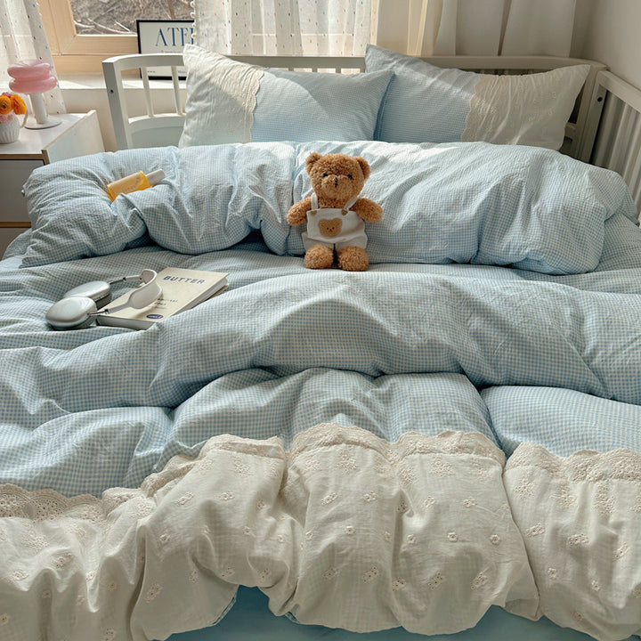 Embroidered Floral Duvet Cover Set