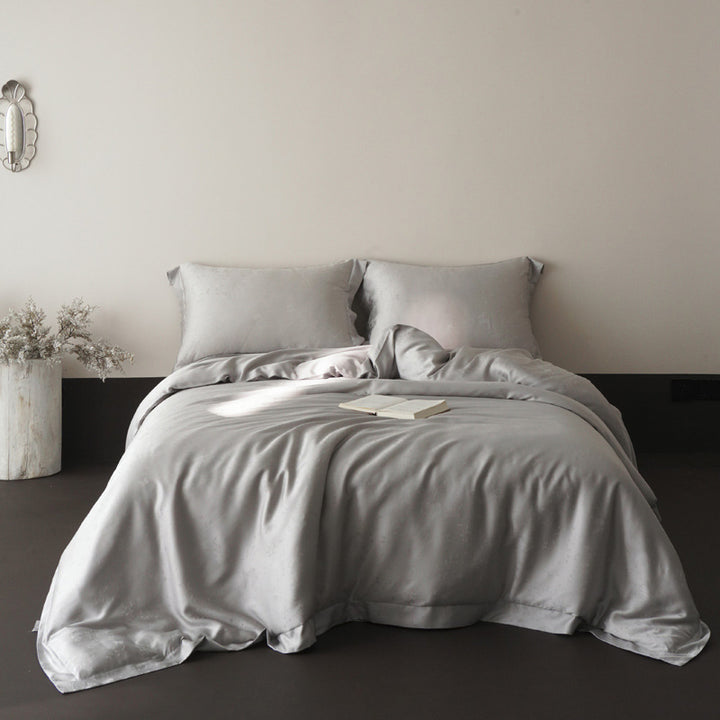 Hotel-Style Satin-Feel Duvet Cover and Pillowcase Set with Hidden Closure