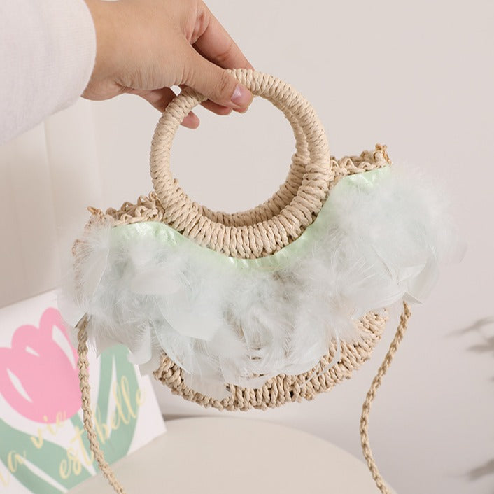 Elegant Basket Bag with Delicate Feather Details Stornfield