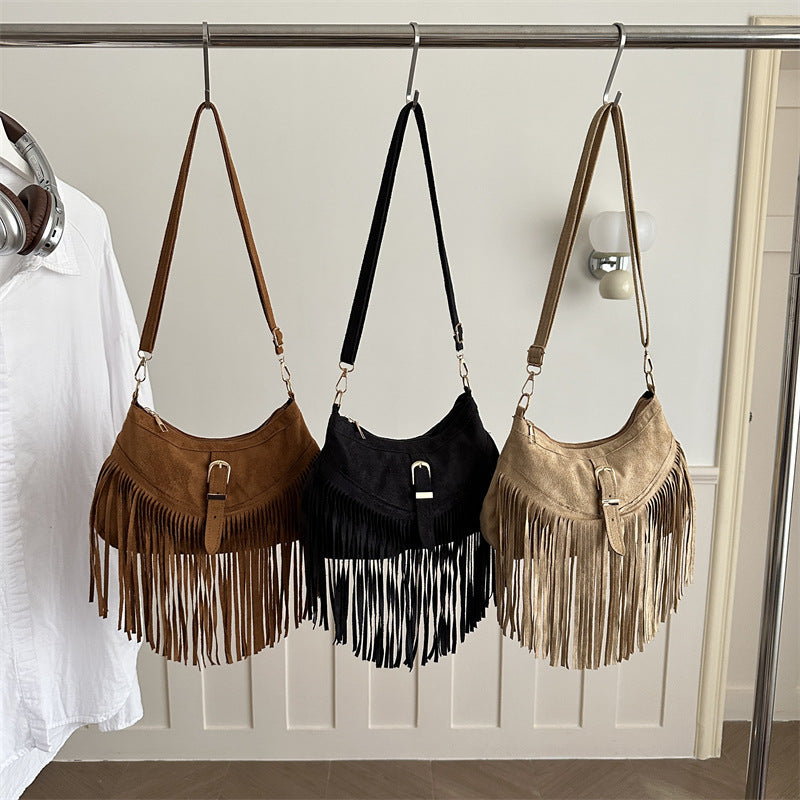 Bohemian Suede Fringe Handbag