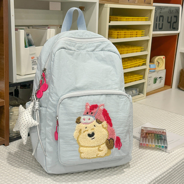 Playful Animal-Theme Embroidered Backpack Stornfield