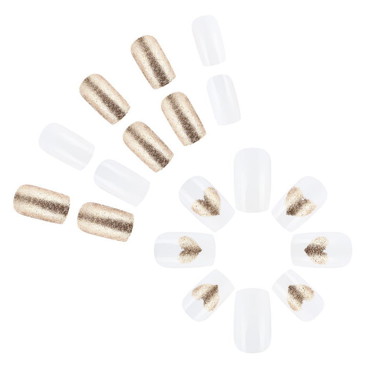 Elegant Glitter Heart Press-On Nails Stornfield