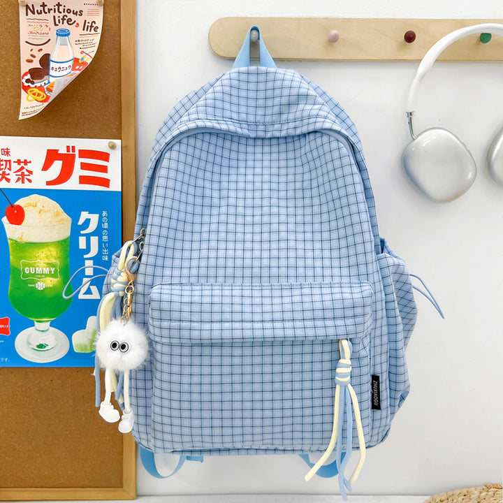 Checked Pattern Casual Backpack