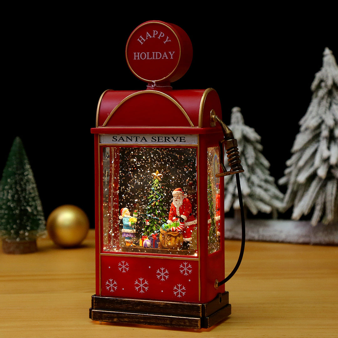 Illuminated Christmas lantern with snow and Christmas motif Stornfield
