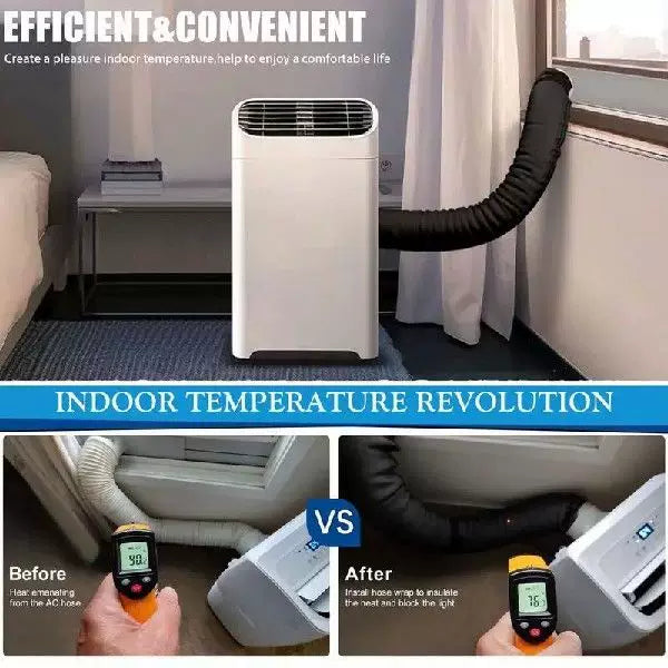 Unisex one size wide flat window sealing panel for portable air conditioner with universal round exhaust collar and quick-release elastic bands Stornfield