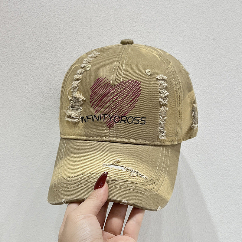 Women's Distressed Heart Embroidered Baseball Cap Stornfield