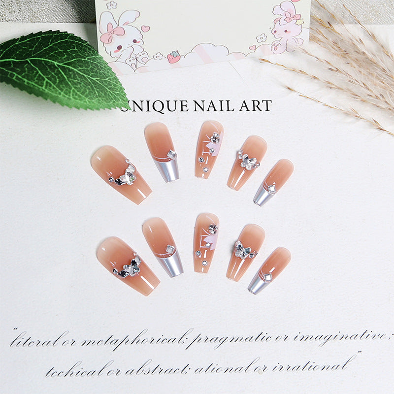 Artificial nail set with glamorous floral and glitter decorations Stornfield