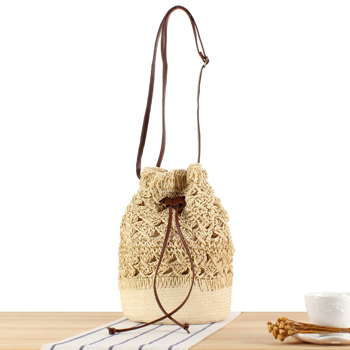 Designer Backpack Made of Natural Weave with Leather Accents Stornfield