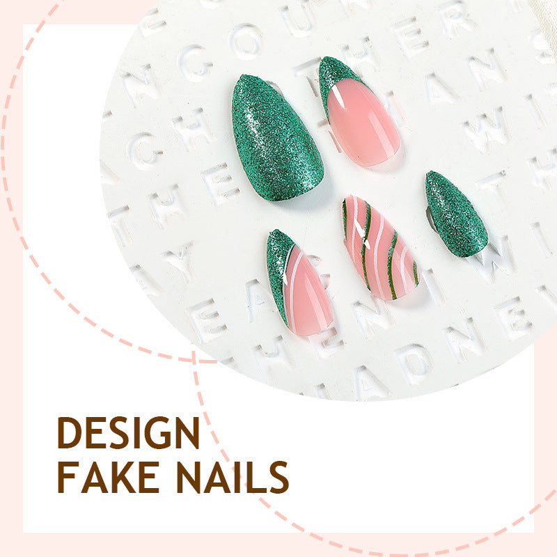 Creative nail set with glitter and marbling effect Stornfield