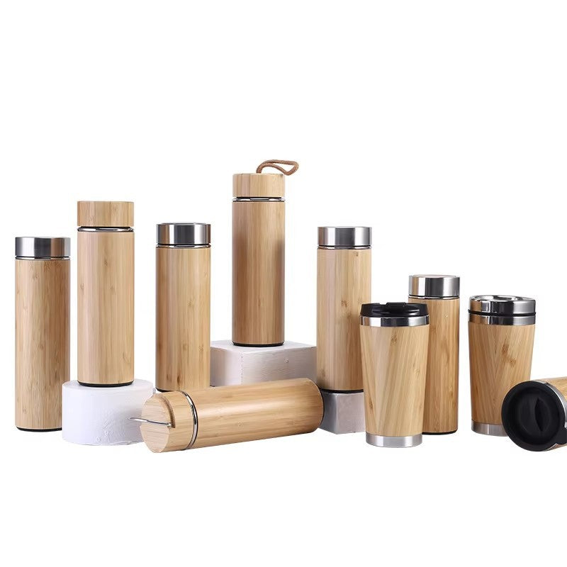 Ladies elegant insulated drinking bottle made of bamboo with double wall Stornfield