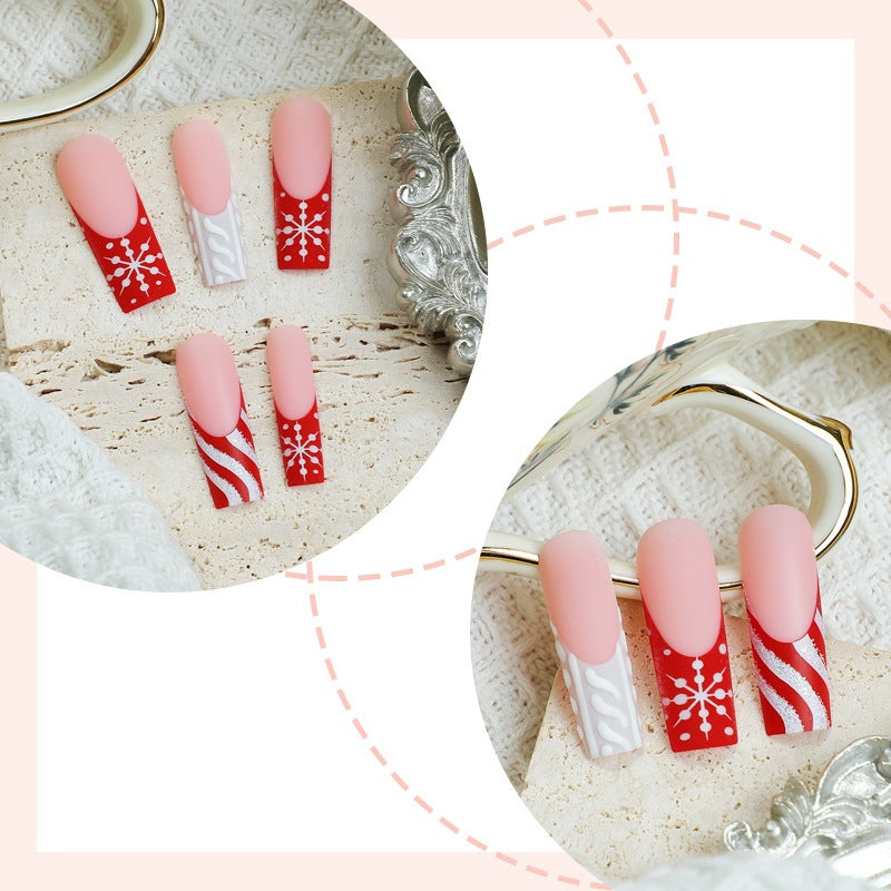 Artificial nail set for festive occasions with elegant winter motifs Stornfield