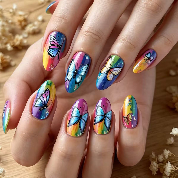 Artificial Nails in Colorful Butterfly Design Stornfield