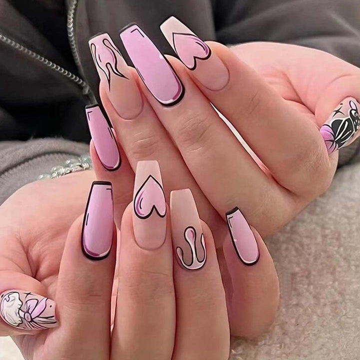 Artistic nail extensions in heart design Stornfield