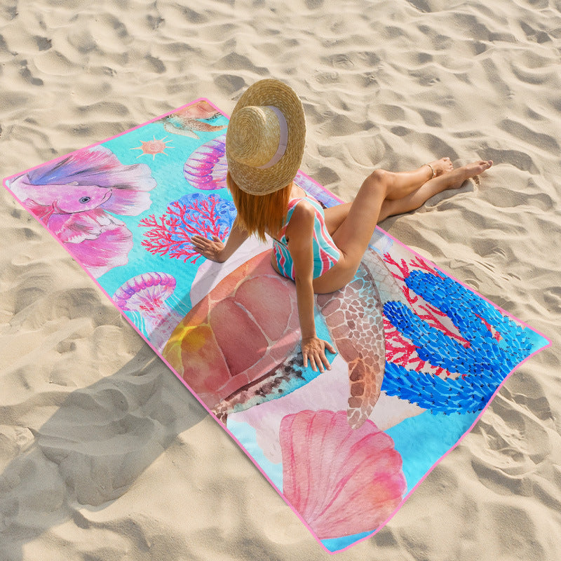 Beach towel with colorful underwater motif Stornfield