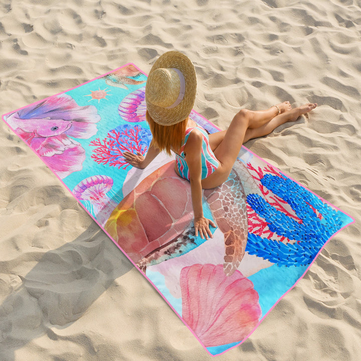 Beach towel with colorful underwater motif Stornfield