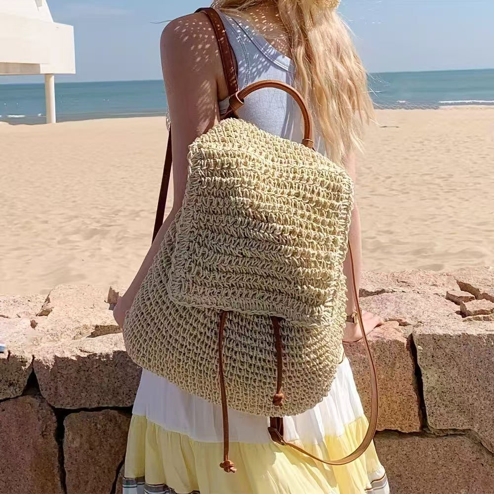 Backpack with Hand-Crocheted Design and Sturdy Leather Straps Stornfield