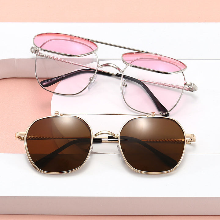 Women's geometric oversized sunglasses with elegant golden frame Stornfield