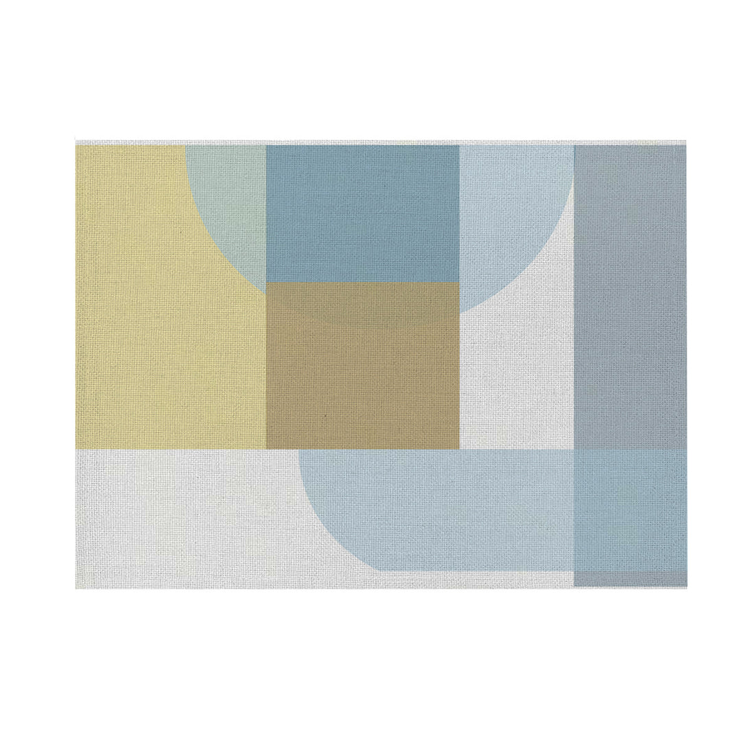 Modern Geometric Linen-Texture Canvas Wall Art Print