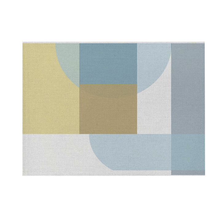 Modern Geometric Linen-Texture Canvas Wall Art Print