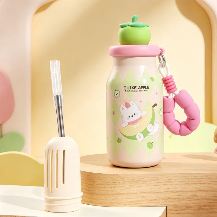 Insulated drinking bottle with sweet dog design and practical carrying strap Stornfield