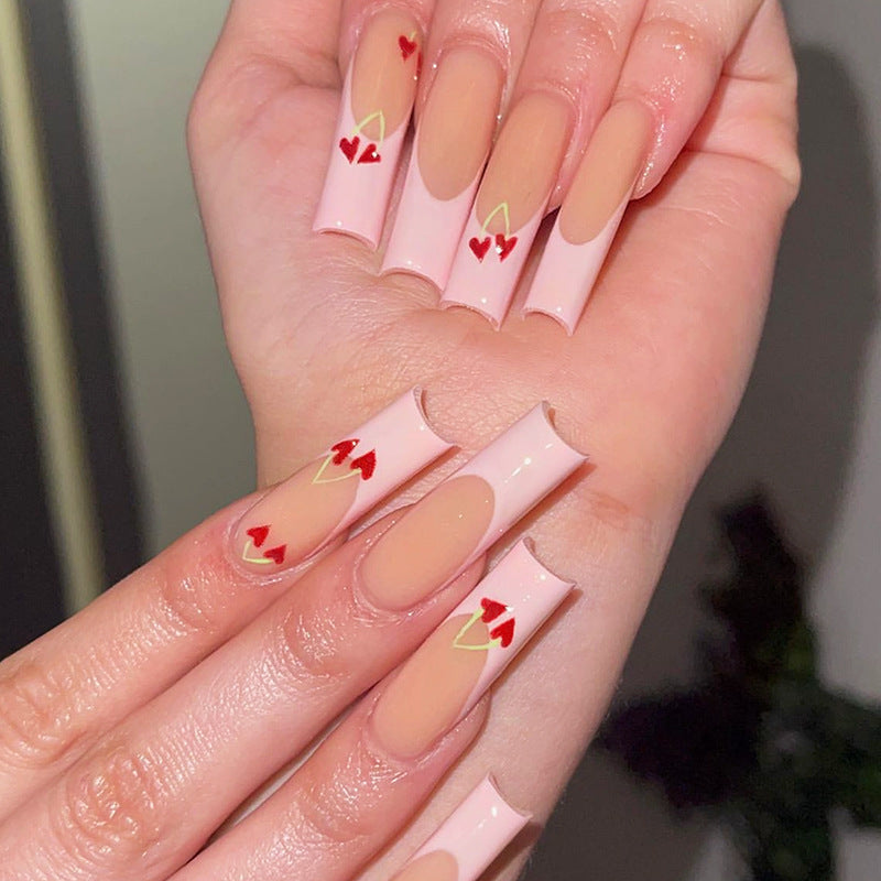 Artistic Press-On Nail Set with Heart Design Stornfield