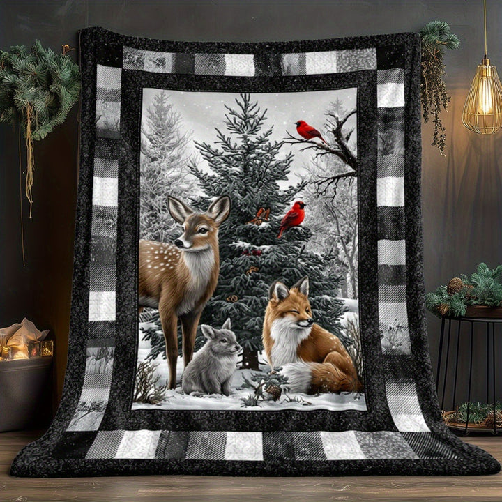 Soft Cartoon Dachshund-Themed Fleece Blanket