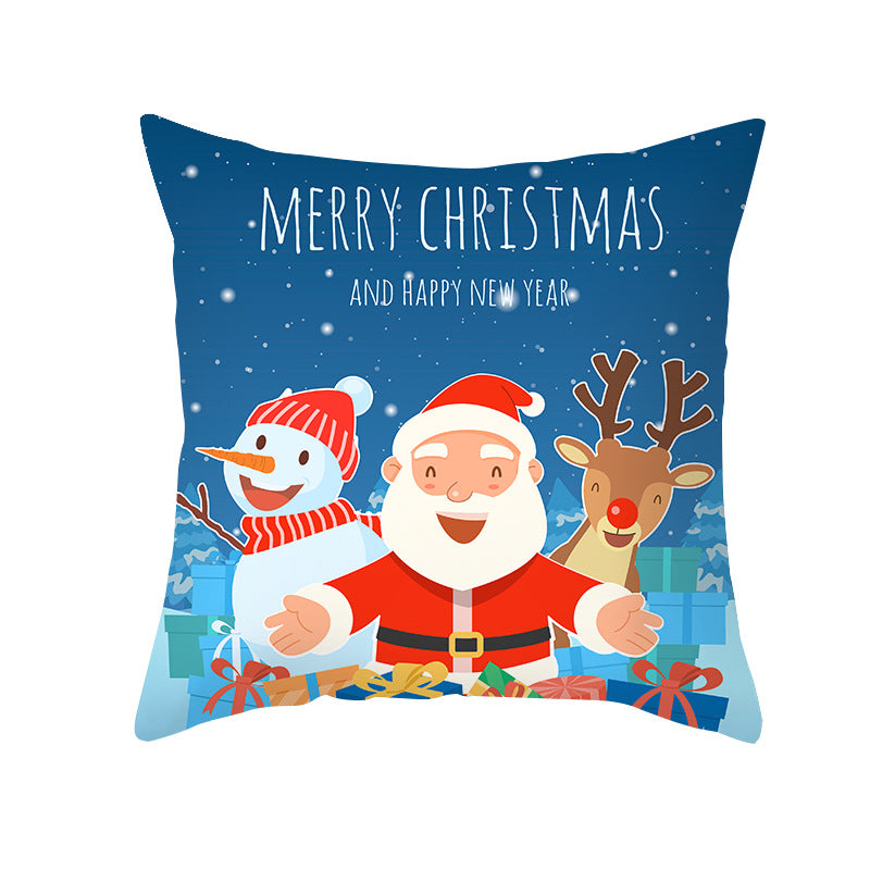 Festive Christmas Decorative Throw Pillow Cover with Holiday Gift and Snowflake Print