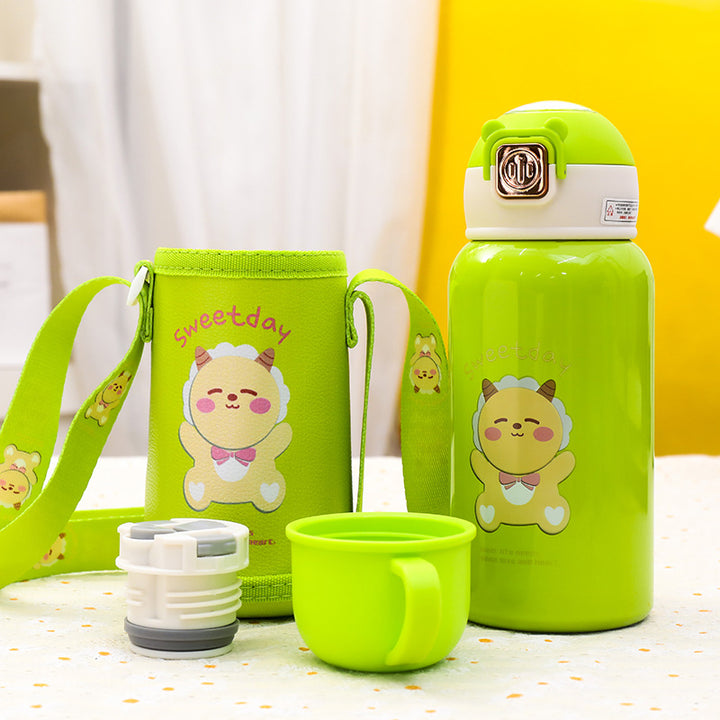 Women's Insulated Drinking Bottle with Cute Animal Design and Practical Carry Strap Stornfield