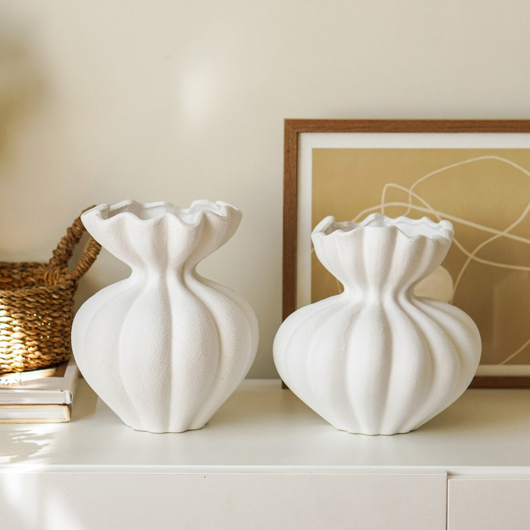 Textured Geometric Porcelain Vase