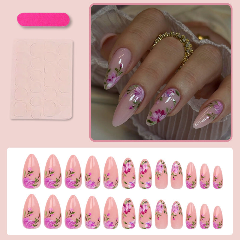 Artificial nail set with stylish floral design Stornfield