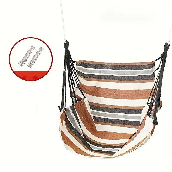 Hanging hammock chair with reinforced cotton canvas and integrated arm pockets Stornfield