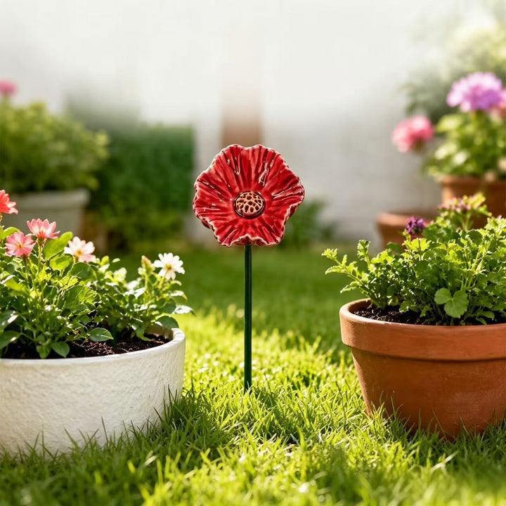 Garden Decorative Poppy Flower Stake Stornfield