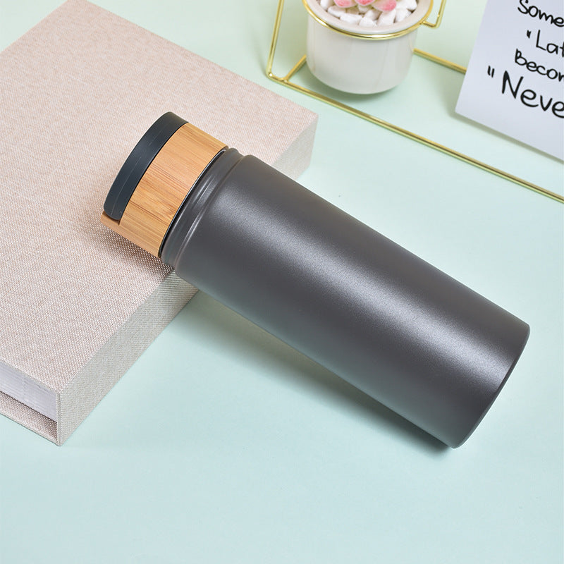 Ladies stylish and versatile stainless steel drinking bottle with bamboo lid Stornfield