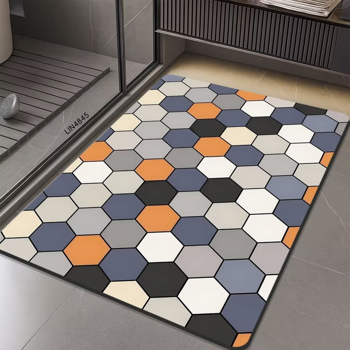 Geometric Hexagonal Pattern Bath Mat Stornfield