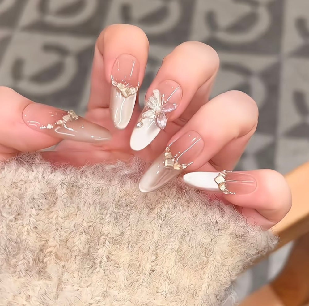 Decorative Press-On Nail Set with Floral Accents Stornfield
