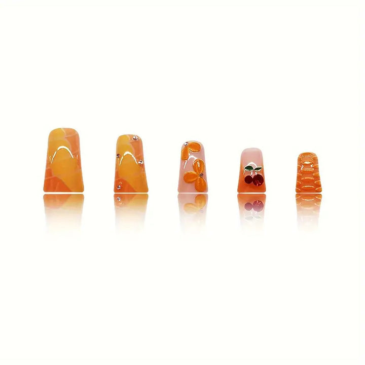 Artistic 3D Floral and Gemstone Press-On Nails Stornfield