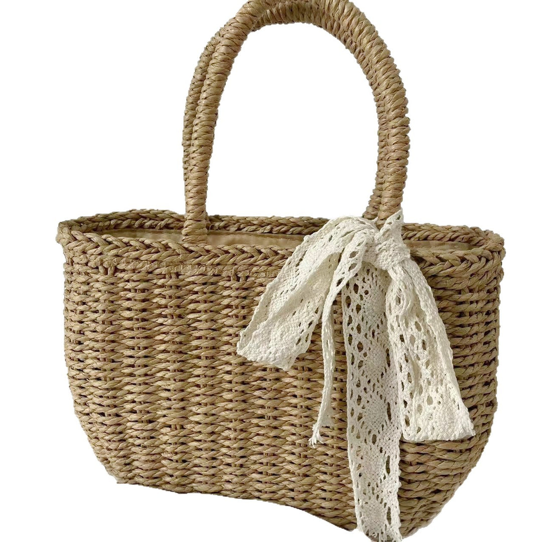 Handwoven basket bag with elegant bow Stornfield