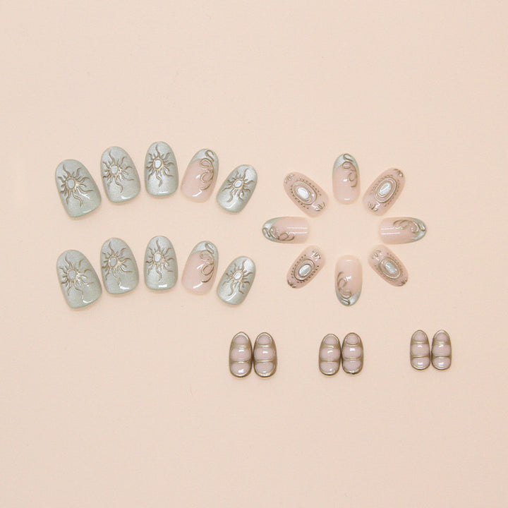Artistic Sun-Embellished Press-On Nail Tips Stornfield