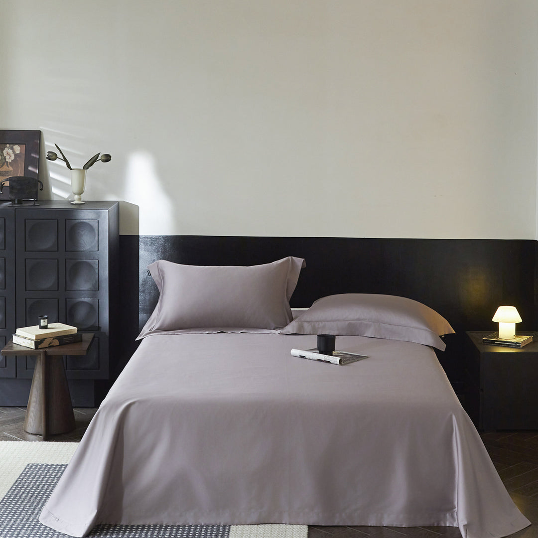 Hotel-Style Long-Staple Cotton Percale Bed Sheet Set with Deep-Pocket Fitted Sheet and Oxford Pillowcases