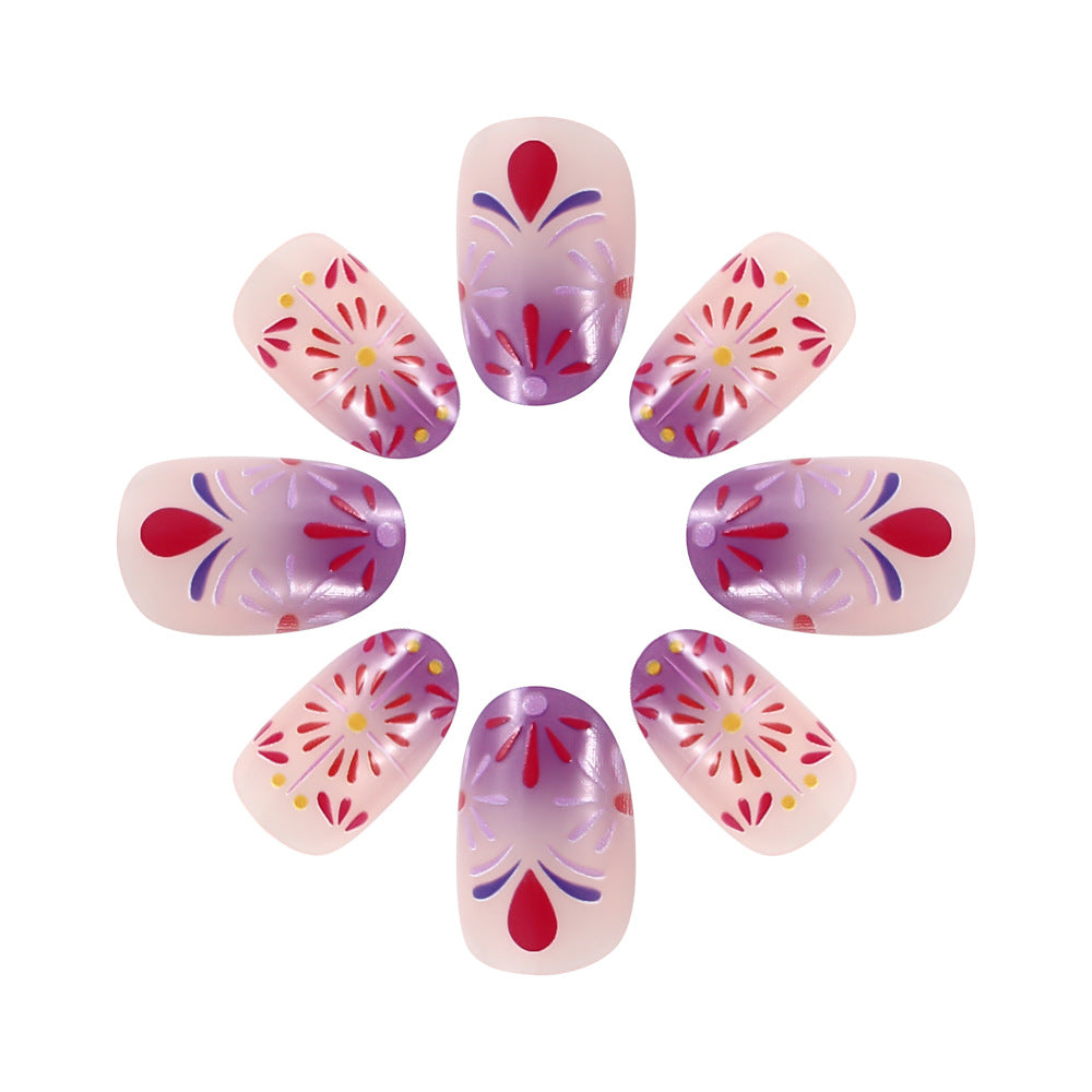 Decorative Floral Design Press-On Nails Stornfield