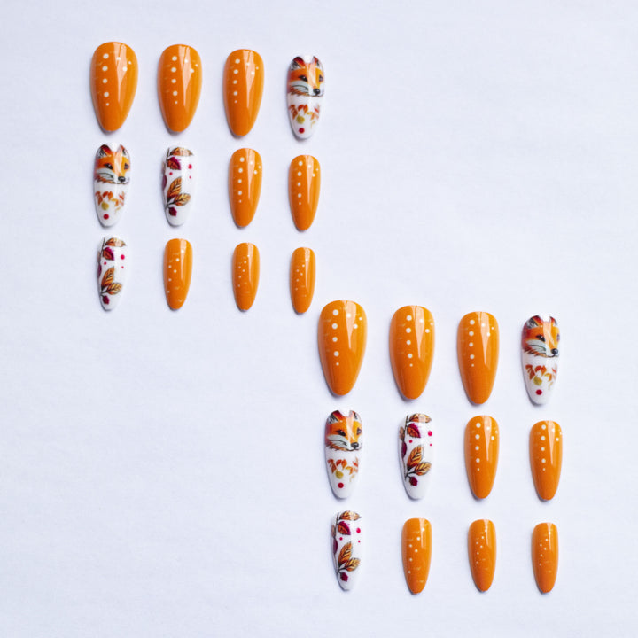 Artistic Fox-Themed Nail Art