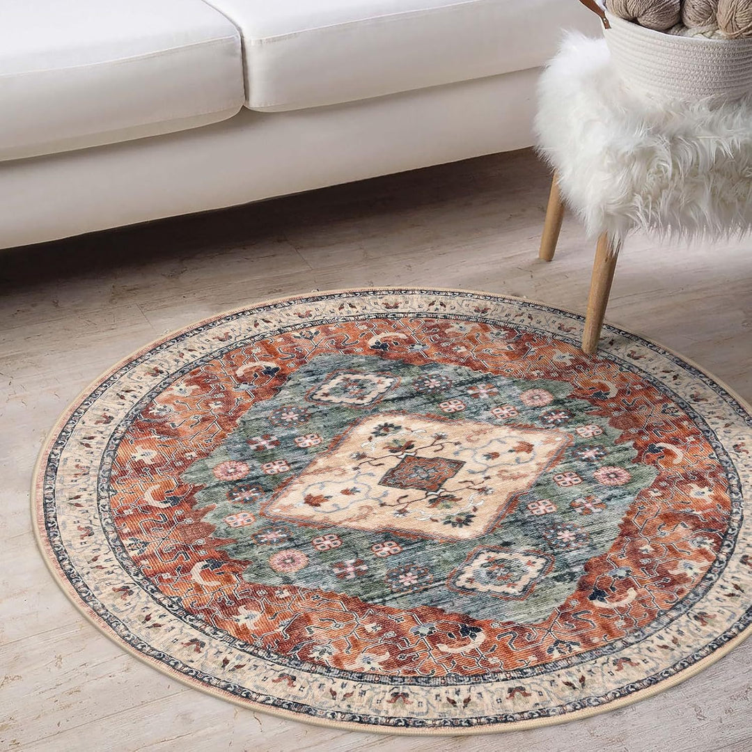 Round Vintage Pattern Area Rug