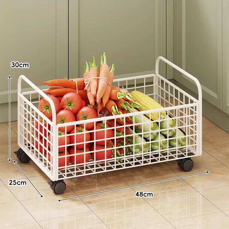 Modular Ventilated Mesh Pantry Trolley with Divided Shelves and Smooth Locking Casters
