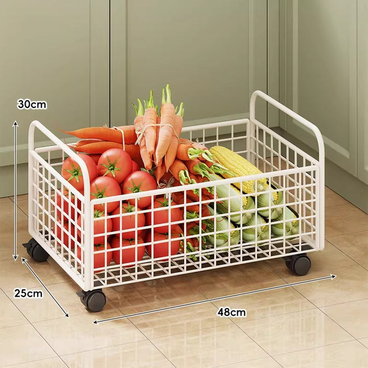 Modular Ventilated Mesh Pantry Trolley with Divided Shelves and Smooth Locking Casters