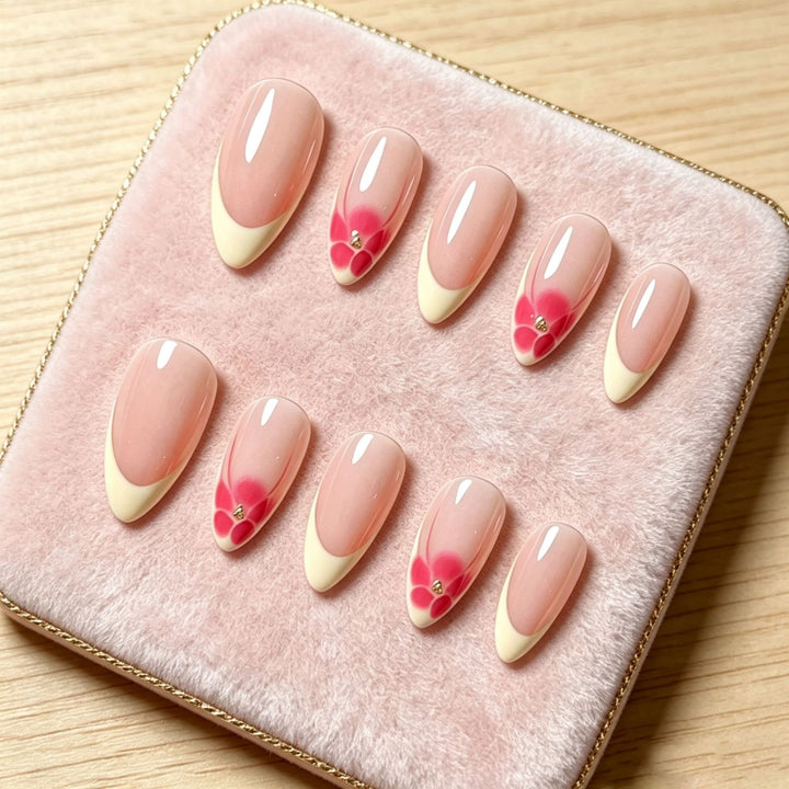 Floral-Accent French Tip Press-On Nail Set Stornfield
