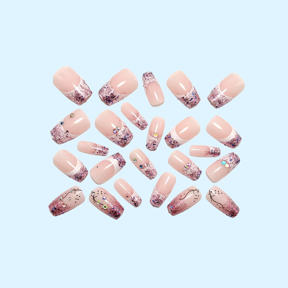 Glittering artificial nails with elegant tip and sparkling accents Stornfield